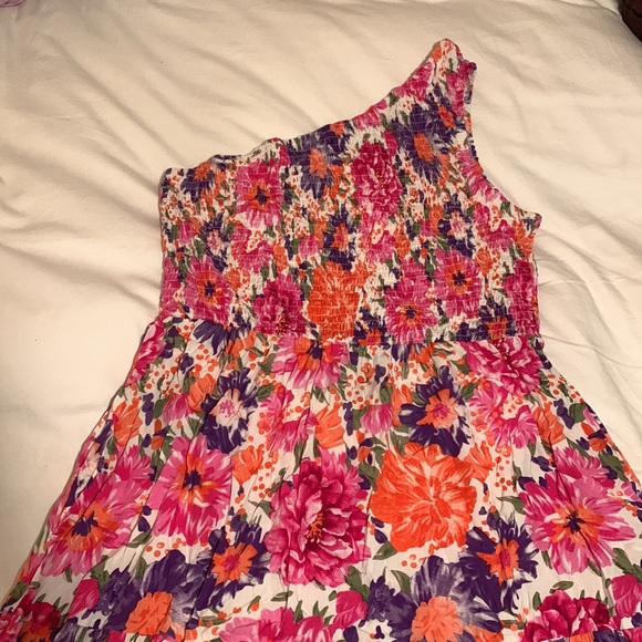 LOGENE Women's One Shoulder Summer Smocked Midi Dress floral large - Picture 6 of 8